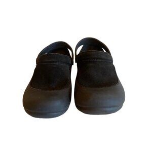 Crocs Black Plastic Clog Woman Size‎ 8 Faux Suede Top